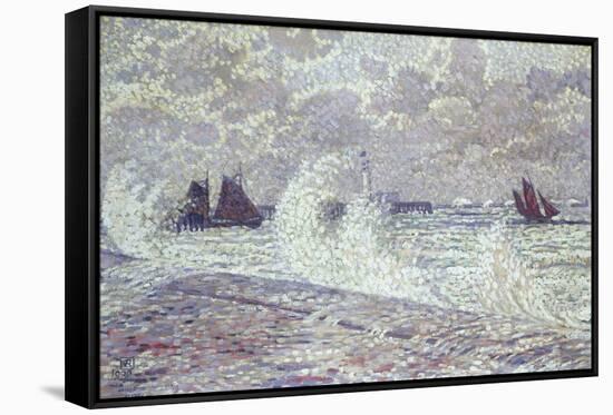 The Sea During Equinox, Boulogne-Sur-Mer, 1900-Théo van Rysselberghe-Framed Stretched Canvas