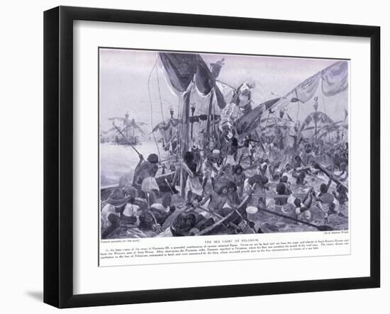 The Sea Fight at Pelusium, C.1920-Henry Charles Seppings Wright-Framed Giclee Print