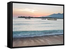 The Sea Laps Up on the Sand in Gili Trawangan at Sunrise-Alex Saberi-Framed Stretched Canvas