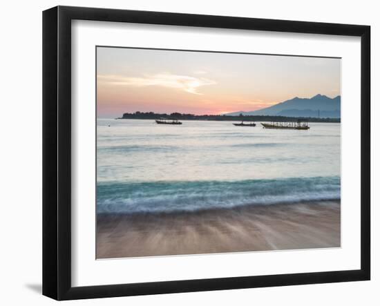 The Sea Laps Up on the Sand in Gili Trawangan at Sunrise-Alex Saberi-Framed Premium Photographic Print