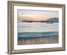 The Sea Laps Up on the Sand in Gili Trawangan at Sunrise-Alex Saberi-Framed Photographic Print