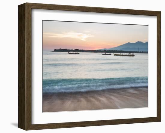 The Sea Laps Up on the Sand in Gili Trawangan at Sunrise-Alex Saberi-Framed Photographic Print