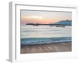 The Sea Laps Up on the Sand in Gili Trawangan at Sunrise-Alex Saberi-Framed Photographic Print