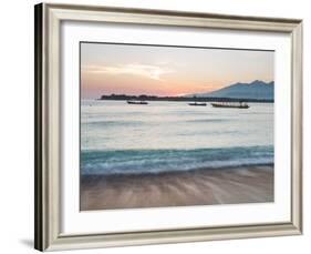 The Sea Laps Up on the Sand in Gili Trawangan at Sunrise-Alex Saberi-Framed Photographic Print