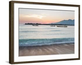 The Sea Laps Up on the Sand in Gili Trawangan at Sunrise-Alex Saberi-Framed Photographic Print