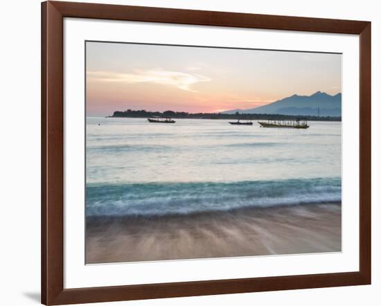 The Sea Laps Up on the Sand in Gili Trawangan at Sunrise-Alex Saberi-Framed Photographic Print