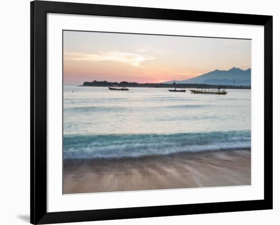 The Sea Laps Up on the Sand in Gili Trawangan at Sunrise-Alex Saberi-Framed Photographic Print