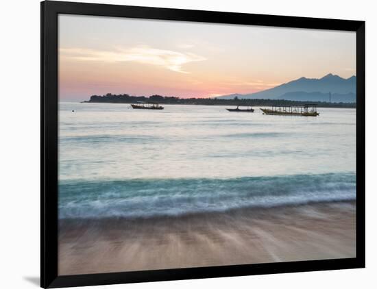 The Sea Laps Up on the Sand in Gili Trawangan at Sunrise-Alex Saberi-Framed Photographic Print