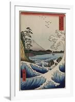 The Sea Off Satta in Suruga Province, from the Series 'The Thirty-Six Views of Mount Fuji'-Ando Hiroshige-Framed Giclee Print