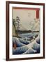 The Sea Off Satta in Suruga Province, from the Series 'The Thirty-Six Views of Mount Fuji'-Ando Hiroshige-Framed Giclee Print