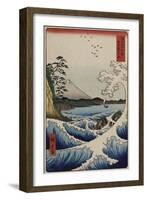 The Sea Off Satta in Suruga Province, from the Series 'The Thirty-Six Views of Mount Fuji'-Ando Hiroshige-Framed Giclee Print