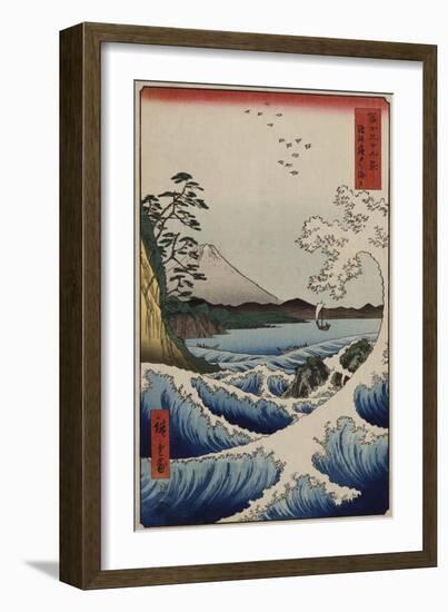 The Sea Off Satta in Suruga Province, from the Series 'The Thirty-Six Views of Mount Fuji'-Ando Hiroshige-Framed Giclee Print