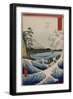 The Sea Off Satta in Suruga Province, from the Series 'The Thirty-Six Views of Mount Fuji'-Ando Hiroshige-Framed Giclee Print