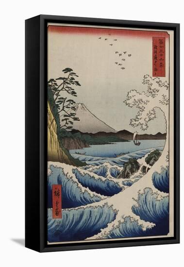 The Sea Off Satta in Suruga Province', from the Series 'The Thirty-Six Views of Mt. Fuji'-Utagawa Hiroshige-Framed Stretched Canvas