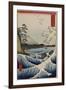 The Sea Off Satta in Suruga Province', from the Series 'The Thirty-Six Views of Mt. Fuji'-Utagawa Hiroshige-Framed Giclee Print