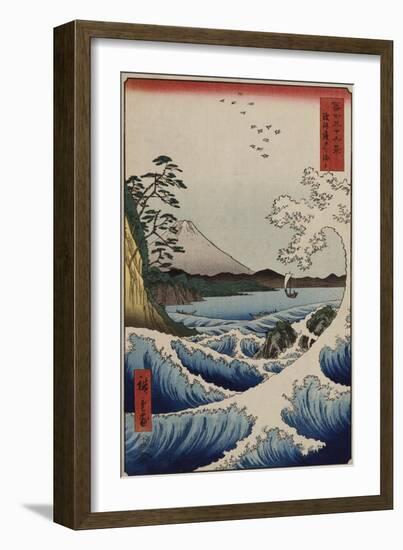 The Sea off Satta in Suruga Province', from the Series 'The Thirty-Six Views of Mt. Fuji'-Hashiguchi Goyo-Framed Giclee Print