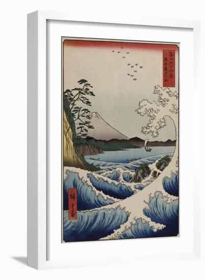 The Sea off Satta in Suruga Province', from the Series 'The Thirty-Six Views of Mt. Fuji'-Hashiguchi Goyo-Framed Giclee Print