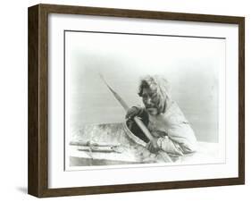 The Seal-Hunter, Noatak, in His Canoe, C.1929 (B/W Photo)-Edward Sheriff Curtis-Framed Giclee Print