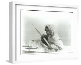 The Seal-Hunter, Noatak, in His Canoe, C.1929 (B/W Photo)-Edward Sheriff Curtis-Framed Giclee Print