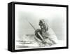 The Seal-Hunter, Noatak, in His Canoe, C.1929 (B/W Photo)-Edward Sheriff Curtis-Framed Stretched Canvas