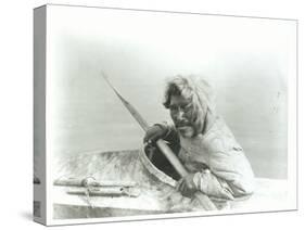 The Seal-Hunter, Noatak, in His Canoe, C.1929 (B/W Photo)-Edward Sheriff Curtis-Stretched Canvas