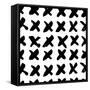 The Seamless Black and White Pattern with Crosses. the Creative Monochrome Hand Drawn Background Fo-wildfloweret-Framed Stretched Canvas