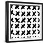 The Seamless Black and White Pattern with Crosses. the Creative Monochrome Hand Drawn Background Fo-wildfloweret-Framed Premium Giclee Print