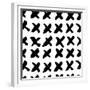 The Seamless Black and White Pattern with Crosses. the Creative Monochrome Hand Drawn Background Fo-wildfloweret-Framed Premium Giclee Print