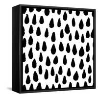 The Seamless Black and White Pattern with Drops. the Creative Monochrome Hand Drawn Background for-wildfloweret-Framed Stretched Canvas