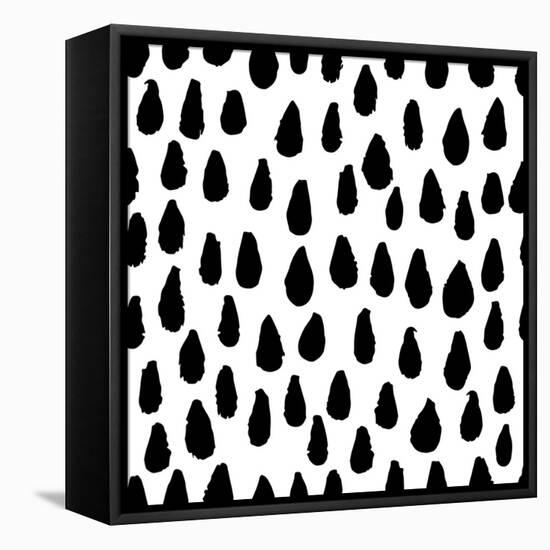 The Seamless Black and White Pattern with Drops. the Creative Monochrome Hand Drawn Background for-wildfloweret-Framed Stretched Canvas