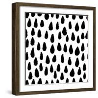 The Seamless Black and White Pattern with Drops. the Creative Monochrome Hand Drawn Background for-wildfloweret-Framed Art Print