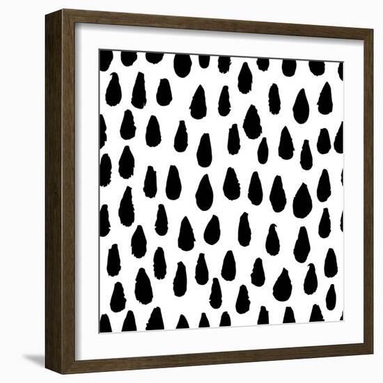 The Seamless Black and White Pattern with Drops. the Creative Monochrome Hand Drawn Background for-wildfloweret-Framed Art Print