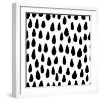 The Seamless Black and White Pattern with Drops. the Creative Monochrome Hand Drawn Background for-wildfloweret-Framed Art Print