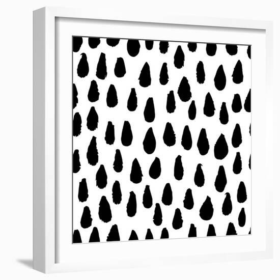 The Seamless Black and White Pattern with Drops. the Creative Monochrome Hand Drawn Background for-wildfloweret-Framed Art Print