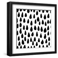 The Seamless Black and White Pattern with Drops. the Creative Monochrome Hand Drawn Background for-wildfloweret-Framed Art Print