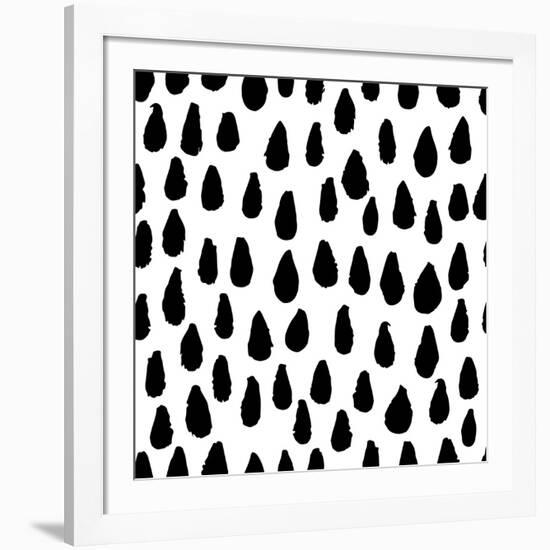 The Seamless Black and White Pattern with Drops. the Creative Monochrome Hand Drawn Background for-wildfloweret-Framed Art Print