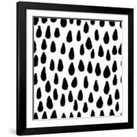 The Seamless Black and White Pattern with Drops. the Creative Monochrome Hand Drawn Background for-wildfloweret-Framed Art Print