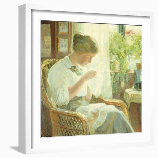 The Seamstress, 1914-Knud Larsen-Framed Giclee Print