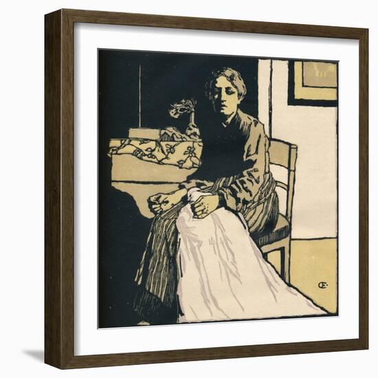 The Seamstress, C1900-Emil Orlik-Framed Giclee Print