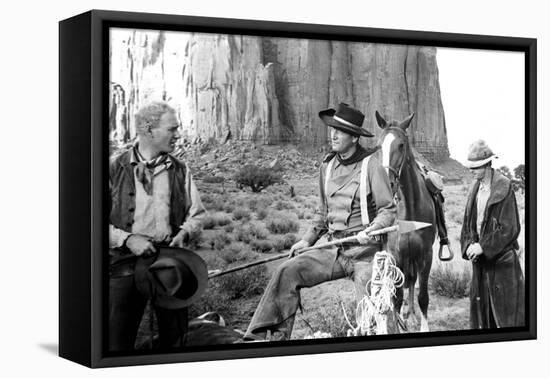The Searchers, from Left: Harry Carey Jr., John Wayne, Hank Worden, 1956-null-Framed Stretched Canvas