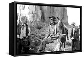 The Searchers, from Left: Harry Carey Jr., John Wayne, Hank Worden, 1956-null-Framed Stretched Canvas