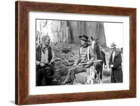 The Searchers, from Left: Harry Carey Jr., John Wayne, Hank Worden, 1956-null-Framed Premium Photographic Print