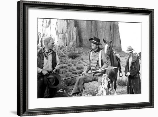 The Searchers, from Left: Harry Carey Jr., John Wayne, Hank Worden, 1956-null-Framed Photo