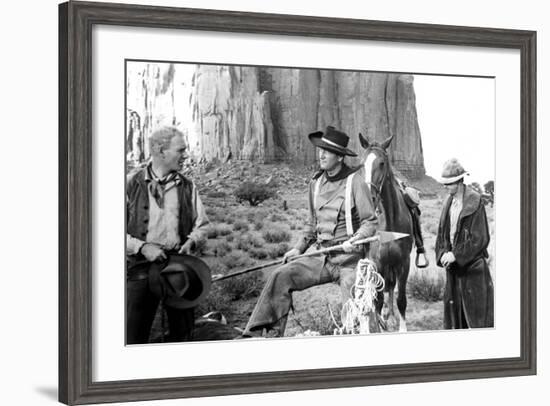 The Searchers, from Left: Harry Carey Jr., John Wayne, Hank Worden, 1956-null-Framed Photo