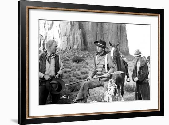The Searchers, from Left: Harry Carey Jr., John Wayne, Hank Worden, 1956-null-Framed Photo