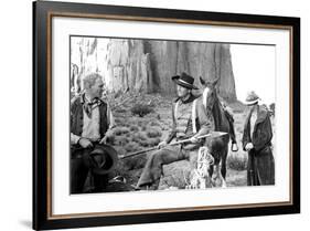 The Searchers, from Left: Harry Carey Jr., John Wayne, Hank Worden, 1956-null-Framed Photo