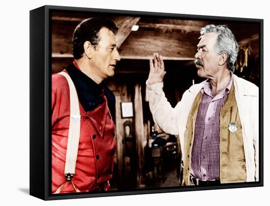 THE SEARCHERS, from left: John Wayne, Ward Bond, 1956-null-Framed Stretched Canvas