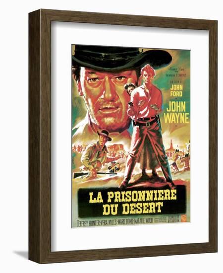 The Searchers, from Left, Ward Bond, John Wayne, Natalie Wood, Jeffrey Hunter, 1956-null-Framed Art Print