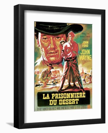 The Searchers, from Left, Ward Bond, John Wayne, Natalie Wood, Jeffrey Hunter, 1956-null-Framed Art Print