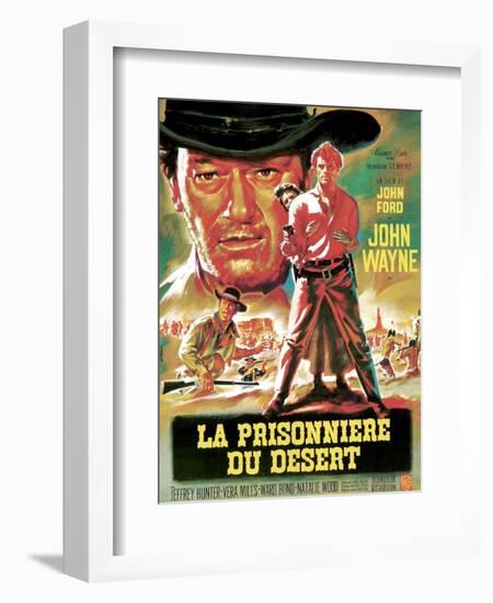 The Searchers, from Left, Ward Bond, John Wayne, Natalie Wood, Jeffrey Hunter, 1956-null-Framed Art Print